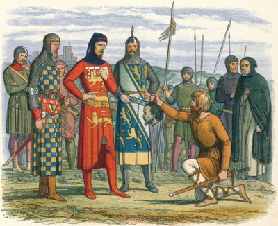 Het hoofd van Gaveston getoond aan de Graaf van Lancaster, 1312 1864 door James William Edmund Doyle