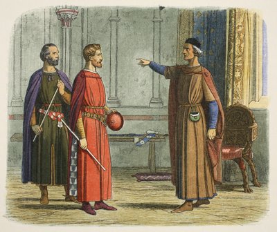 Koning Edward I bedreigt de Lord Marshal door James William Edmund Doyle