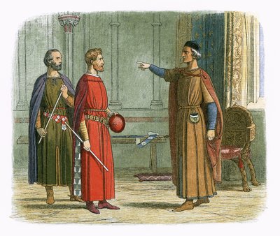 Koning Edward I bedreigt de lord marshal door James William Edmund Doyle