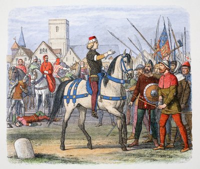 Koning Richard II ontmoet de rebellen in Smithfield, Boerenopstand, 1381 door James William Edmund Doyle