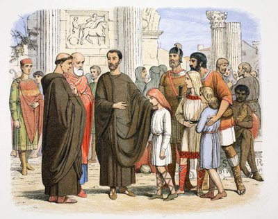 St. Gregorius de Grote en de Engelse slaven in Rome, 590 1864 door James William Edmund Doyle