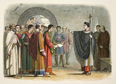 Thomas Becket verbiedt de graaf van Leicester om over hem te oordelen door James William Edmund Doyle