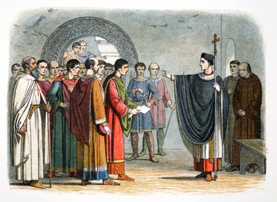 Thomas a Becket verbiedt de Graaf van Leicester om hem te veroordelen door James William Edmund Doyle