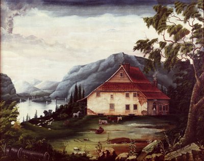 Washingtons Hoofdkwartier in Newburgh aan de Hudson in c.1775 door James William Fosdick