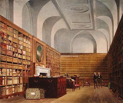 De koninklijke bibliotheek, Buckingham House, uit The History of the Royal Residences, gegraveerd door James Baily, door William Henry Pyne (1769-1843), 1819 door James after Stephanoff