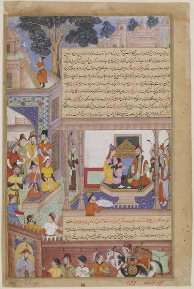 Kublai Khan en zijn keizerin op de troon, uit een Jami al-Twarikh (of Chingiznama) door Jami Jami