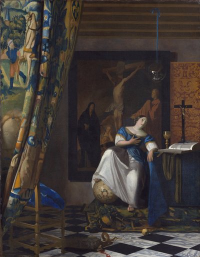Allegorie van het Geloof - Schilderij door Johannes Vermeer (Vermeer van Delft) (1632-1675) door Johannes Vermeer