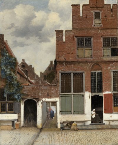 Gezicht op huizen in Delft, bekend als 