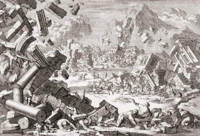 Aardbeving van 1667 in Dubrovnik, Kroatië door Jan (after) Luyken