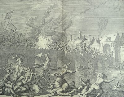 Maastricht, Nederland wordt geplunderd door de Prins van Parma door Jan (after) Luyken