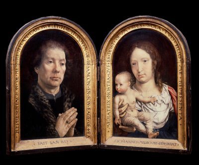 Diptiek Carondelet: links portret van de patroon Jean Carondelet, rechts de Maagd en het Kind door Jan (c.1472 c.1533) Gossaert