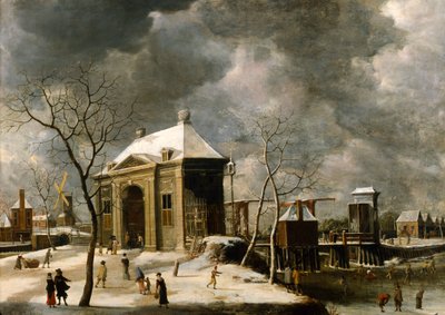 Vermeende winterzicht op een Amsterdamse poort, 1622 door Jan Abrahamsz Beerstraten