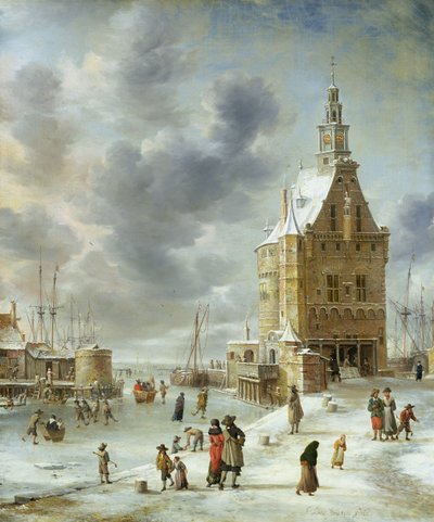 De stadspoort van Hoorn door Jan Abrahamsz. Beerstraten
