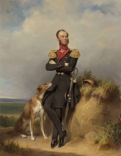 Portret van Willem II, Koning der Nederlanden door Jan Adam Janszoon Kruseman