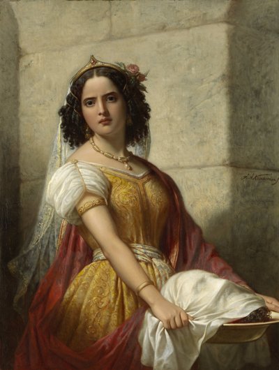 Salomé met het hoofd van Johannes de Doper door Jan Adam Kruseman (signed by artist)