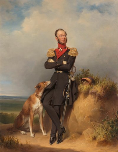 Portret van Willem II, koning der Nederlanden door Jan Adam Kruseman