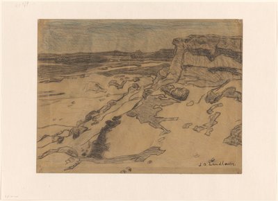 Rotskust met strand door Jan Adam Zandleven