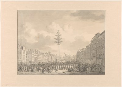 Vrijheidsboom op de Grote Markt te Rotterdam, 1795 door Jan Anthonie Langendijk Dzn (possibly)