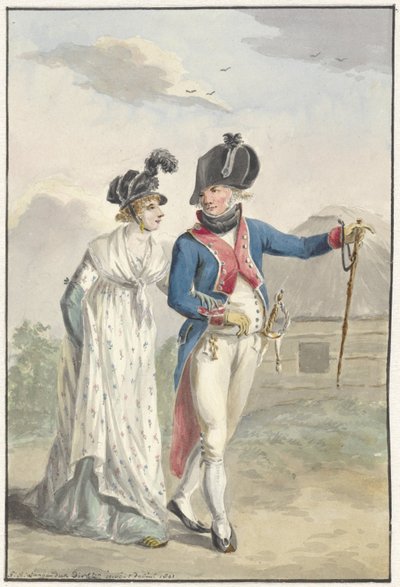 Bataafse officier der 1ste Halve Brigade, 1801 door Jan Anthonie Langendijk Dzn