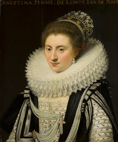 Portret van Ernestine Yolande (1594-1663), Prinses van Ligne door Jan Anthonisz. van Ravesteyn