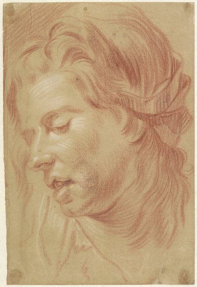 Hoofd van een vrouw met half-geopende mond door Jan Anton Garemyn