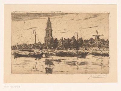 Gezicht op Rhenen door Jan Antonius van Schooten (signed by artist)