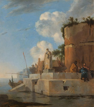 Een kust ruïne in Italië door Jan Asselijn