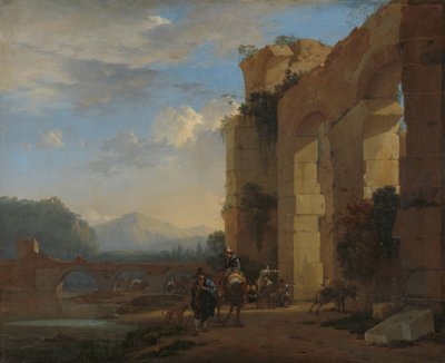 Muilezeldrijvers naast een Italiaanse Ruïne door Jan Asselijn