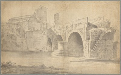 Uitzicht op de Ponte Rotto, Rome door Jan Asselyn
