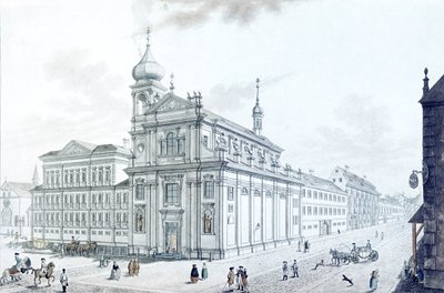 Kerk van de Hibernians (Ierse Franciscanen) en Hibernian (Hybernská) Straat, 1781 door Jan Balzer