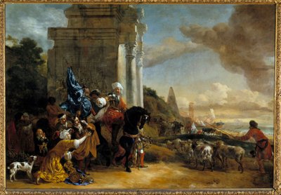 Vertrek van een oosterse troep of Les corsaires repousses door Jan Baptist Weenix
