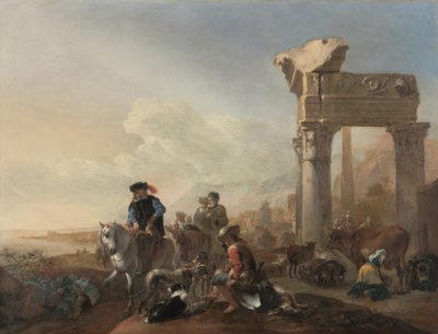 Jan Baptist Weenix / "Jagers bij de ruïnes", 1648 door Jan Baptist Weenix