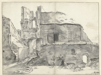 Woning bij een ruïne door Jan Baptist Weenix