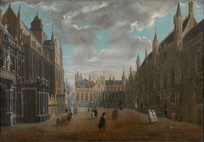 Burgplein in Brugge door Jan Baptist van Meunincxhove