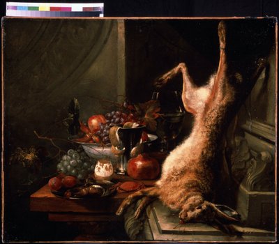 Stilleven met een haas door Jan Baptiste van Moerkerke