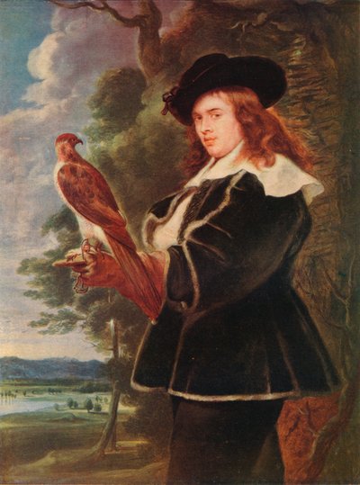 Een jonge man met een valk, ca. 1630 door Jan Boeckhorst