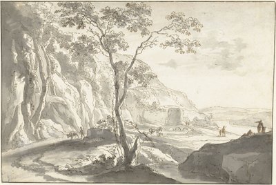 Bergachtig landschap met figuren door Jan Both (possibly)