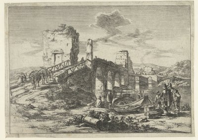 Landschap met brug, de Ponte Molle door Jan Both