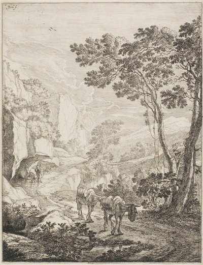 De Twee Muilezels, uit een set van vier Italiaanse Landschappen door Jan Both