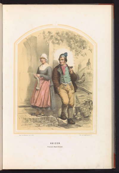 Klederdracht van Huizen in Noord-Holland, 1857 door Jan Braet von Uberfeldt