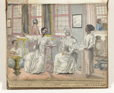 Bezoek aan een Europees Huis, Batavia door Jan Brandes