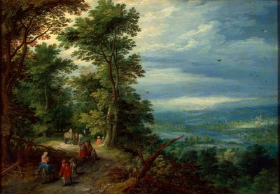 Rand van het Bos De Vlucht naar Egypte, 1610 door Jan Brueghel the Elder