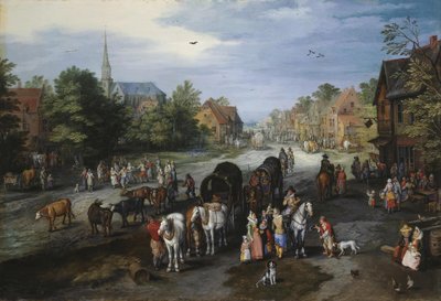 Uitzicht op het dorp Schelle (Dorpsstraat) door Jan Brueghel the Elder