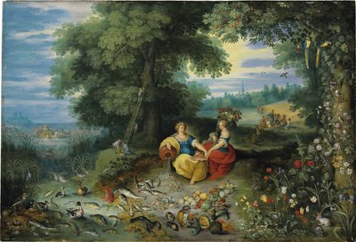Een allegorie van water en aarde door Jan Brueghel the Younger