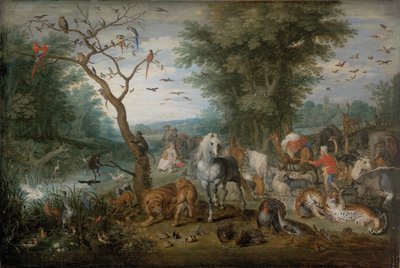 Paradijselandschap met dieren door Jan Brueghel the Younger