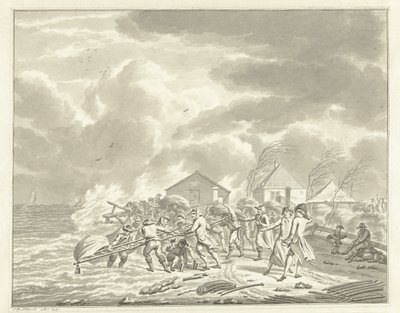 De overstroming van de Diemerzeedijk bij Amsterdam, 1776 door Jan Bulthuis (signed by artist)