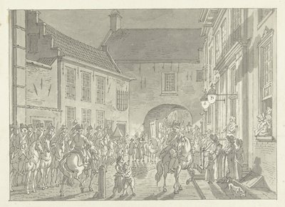 L.P. van de Spiegel naar de Gevangenpoort gebracht, 1795 door Jan Bulthuis