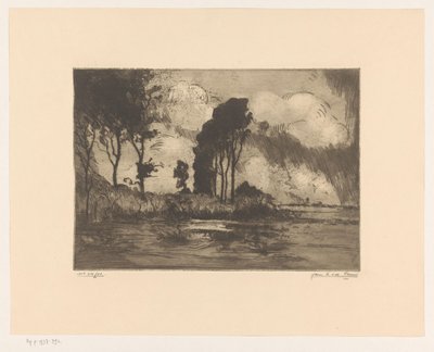 Landschap door Jan C. van der Ven (signed by artist)