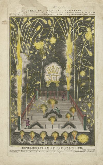 Vuurwerk afgestoken op 15 oktober 1745, de naamdag van Maria Theresia, in opdracht van Anthoni de Groot door Jan Caspar Philips
