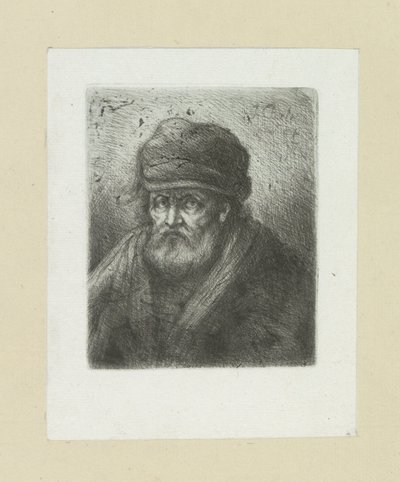 Oude man met baard en muts door Jan Chalon